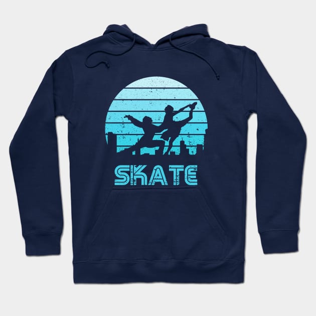 Retro Sunset Figure Skating Pair Hoodie by rojakdesigns